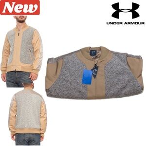 RARE 🆕 Under Armour Wool 🐑 Bomber Jacket tan size medium